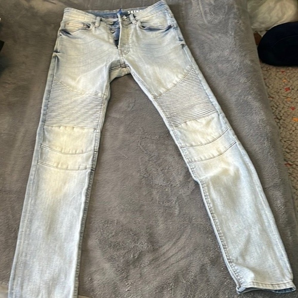 Divided Mens Skinny Jeans Washed Blue Size 28 Lightly Worn